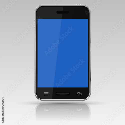 Black smartphone with blue screen