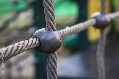 Rope tied of net in playground of the park.