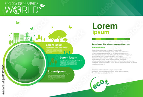 World Environmental Protection Green Energy Ecology Infographics Banner With Copy Space Vector Illustration