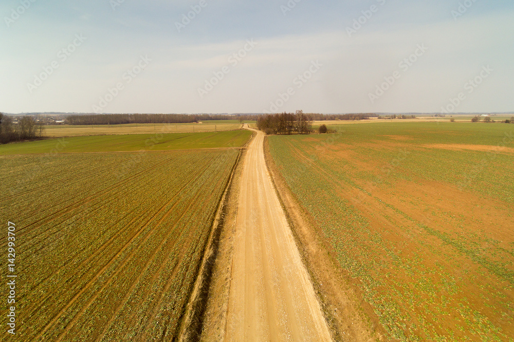 Agricultural fields in early spring, Latvia.