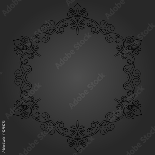 Elegant black round ornament in classic style. Abstract traditional pattern with oriental elements
