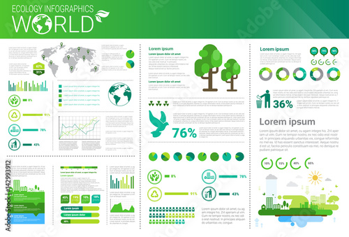 World Environmental Protection Green Energy Ecology Infographics Banner With Copy Space Vector Illustration