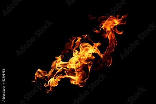 Abstract blurred fire flames isolated on black background