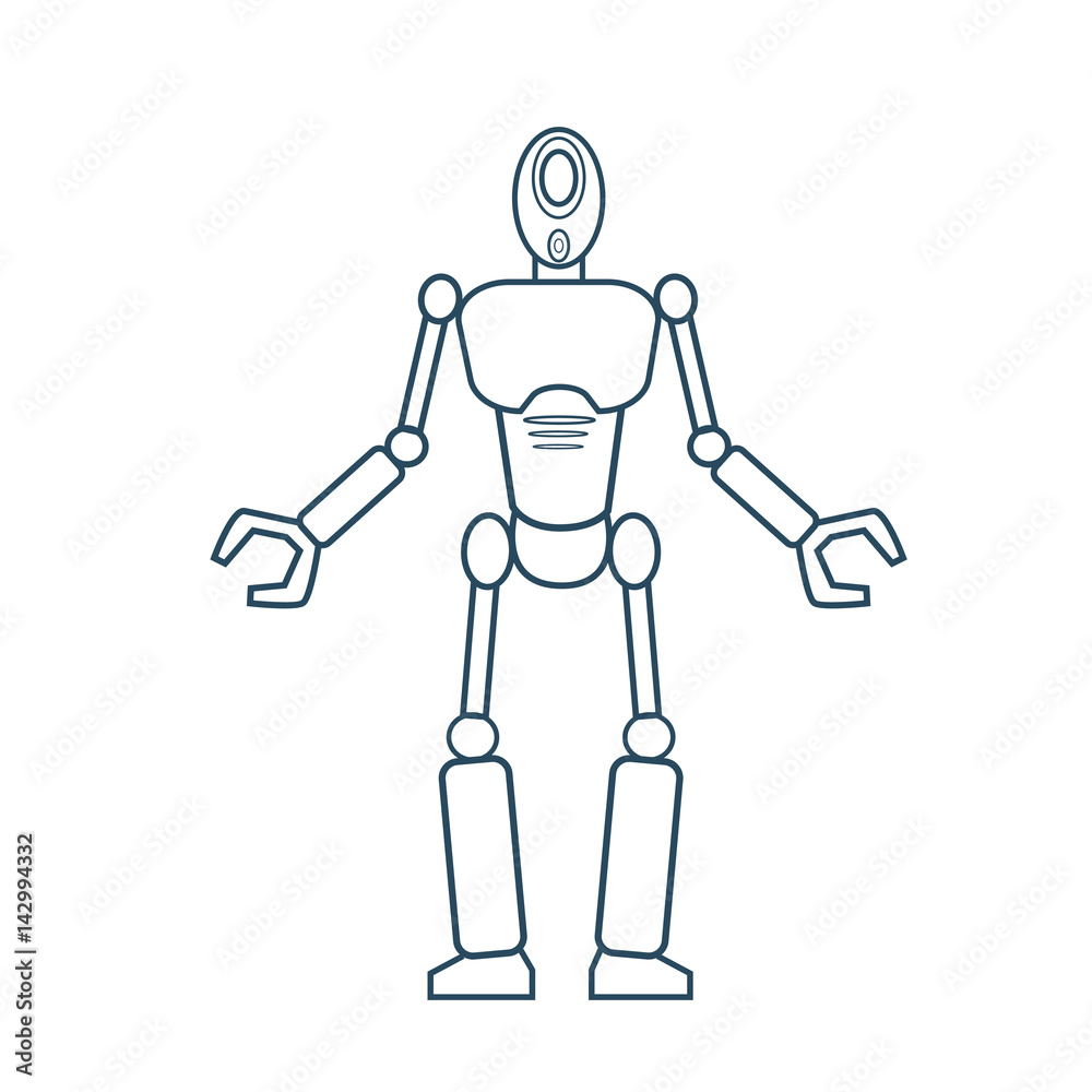 Modern Robot Futuristic Mechanism Thin Line Vector Illustration Modern Robot Futuristic Mechanism Thin Line Vector Illustration
