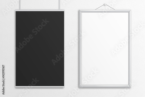 Two tabloid posters 3D illustration mock up with frame.