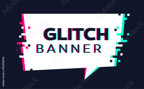 Vector glitch banner with text placeholder.