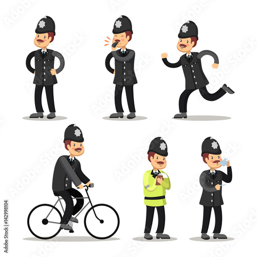 English Policeman Cartoon. Police Officer. Vector illustration