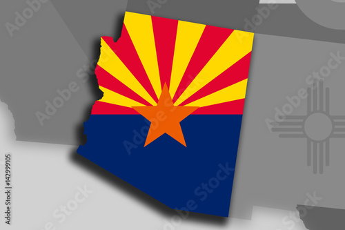 Arizona map and flag photo