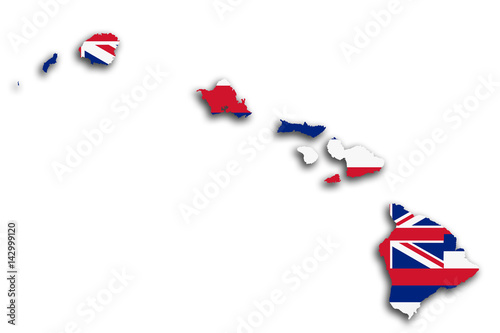 Hawaii map and flag