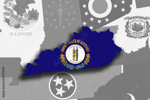 Kentucky map and flag