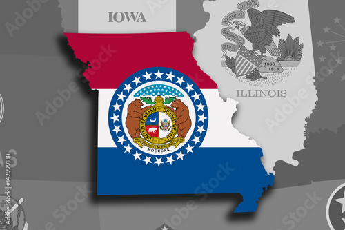 Missouri map and flag photo