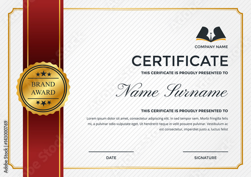 Modern Premium Company Certificate Of Achievement And Appreciation Template With Logo