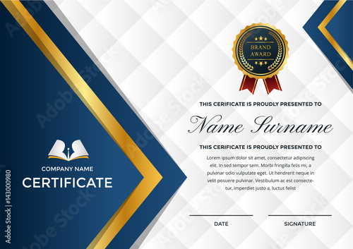 Modern Premium Company Certificate Of Achievement And Appreciation Template With Logo