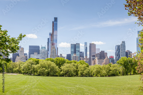 Manhattan skyline view from Central park in New York.