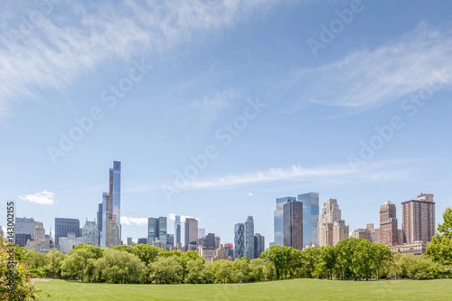 New York City Manhattan skyline panorama view from Central park.