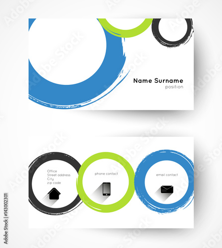 modern business card template with grunge circles