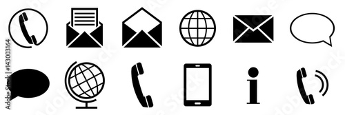 simple black contact icons set