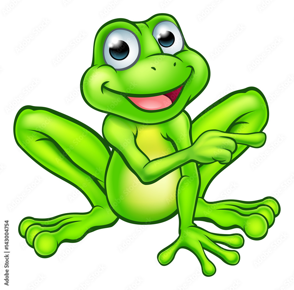 Obraz premium Cartoon Frog Pointing
