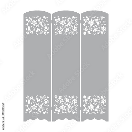 Carved folding screen Stencil folding screen floral roses pattern. For laser cutting.