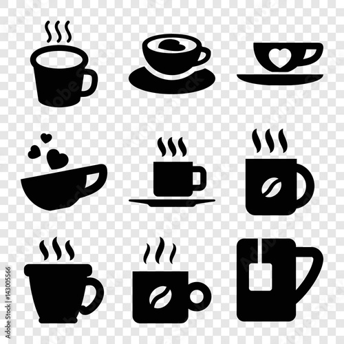 Set of 9 cappuccino filled icons