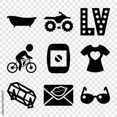 Set of 9 image filled icons