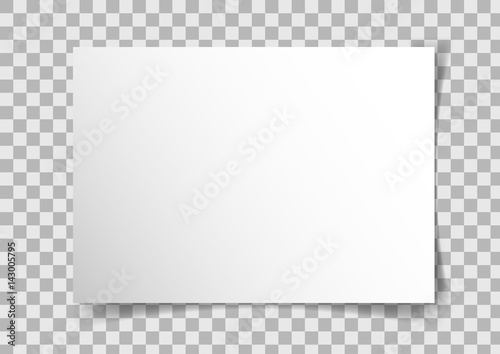 Vector A4 proportions landscape paper with shadows on transparent background.
