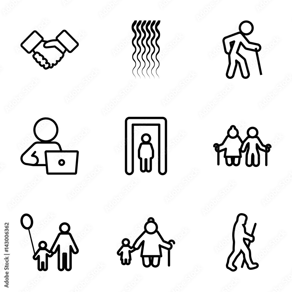 Set of 9 adult outline icons Set of 9 adult outline icons