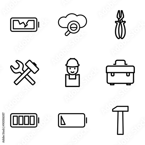 Set of 9 maintenance outline icons