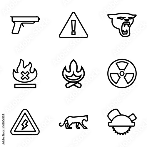 Set of 9 dangerous outline icons