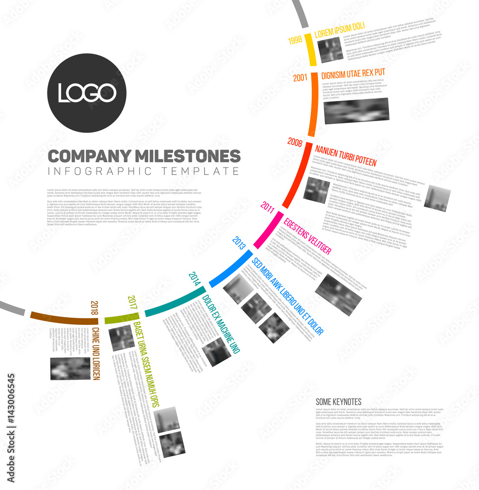 Vector Infographic circular timeline report template - obrazy, fototapety, plakaty 