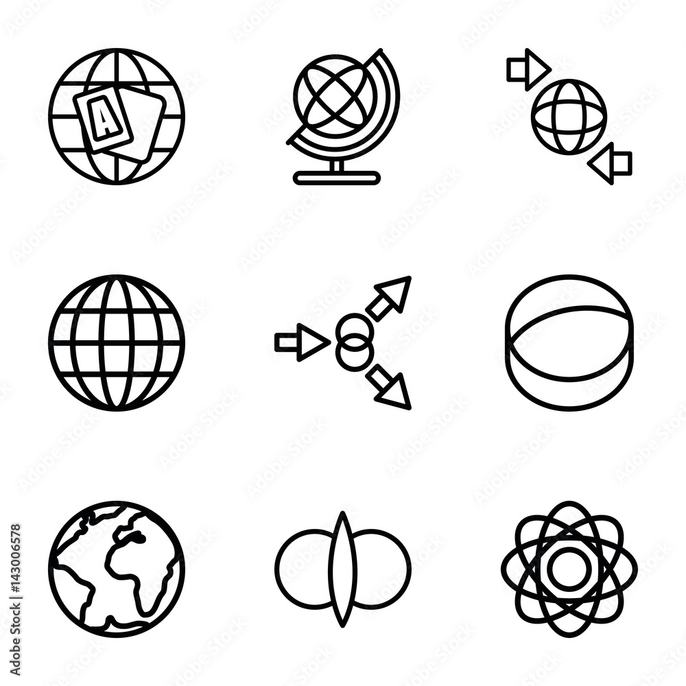Set of 9 orbit outline icons