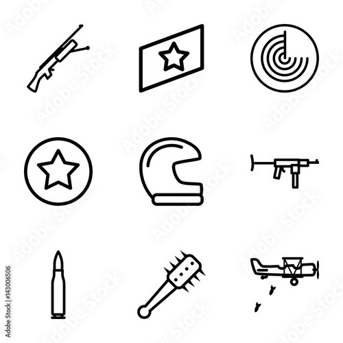 Wallpaper Mural Set of 9 military outline icons Torontodigital.ca