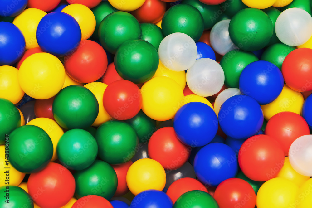 Many colour plastic balls from children's small town Many colour plastic balls from children's small town