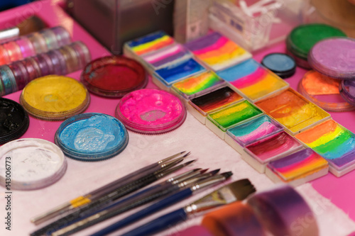 paints and brushes for children's makeup, for kids