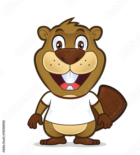 Beaver wearing a white t shirt