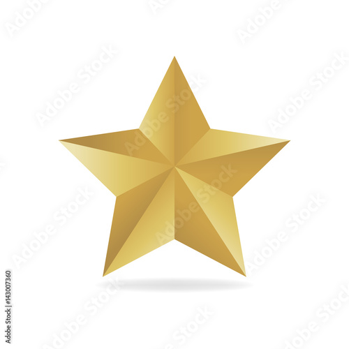 Gold metall star vector illustration. Award 3d shape