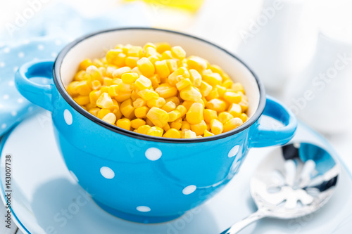 Corn canned, white background