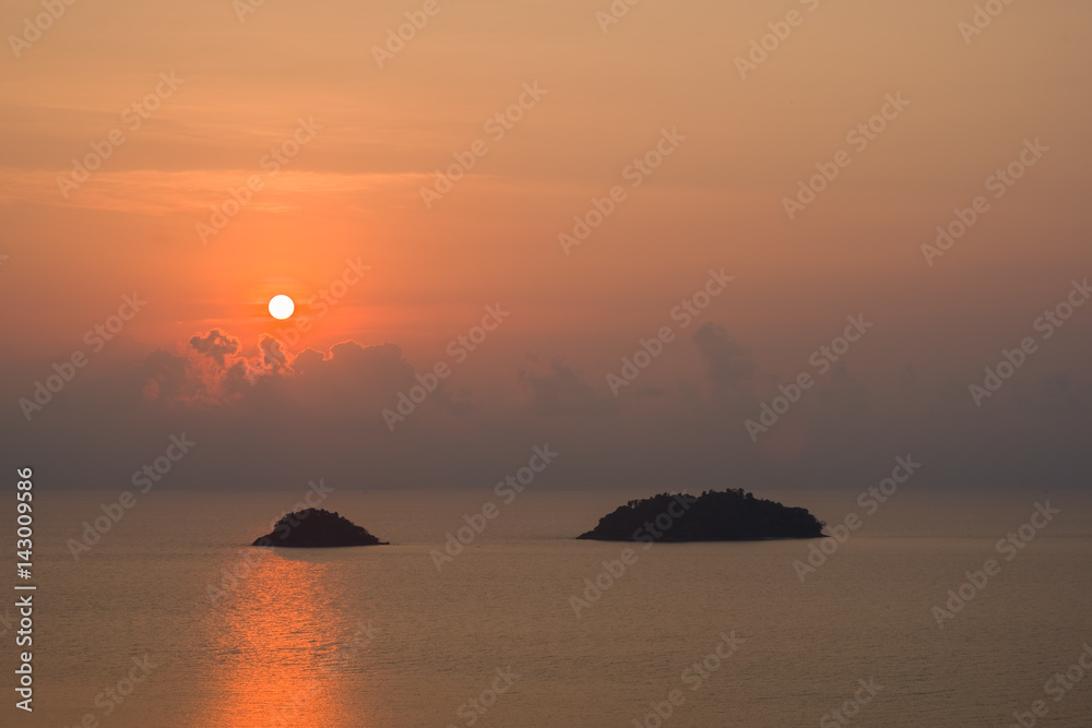 Sunset with beautiful clouds on Koh Chang, Thailand