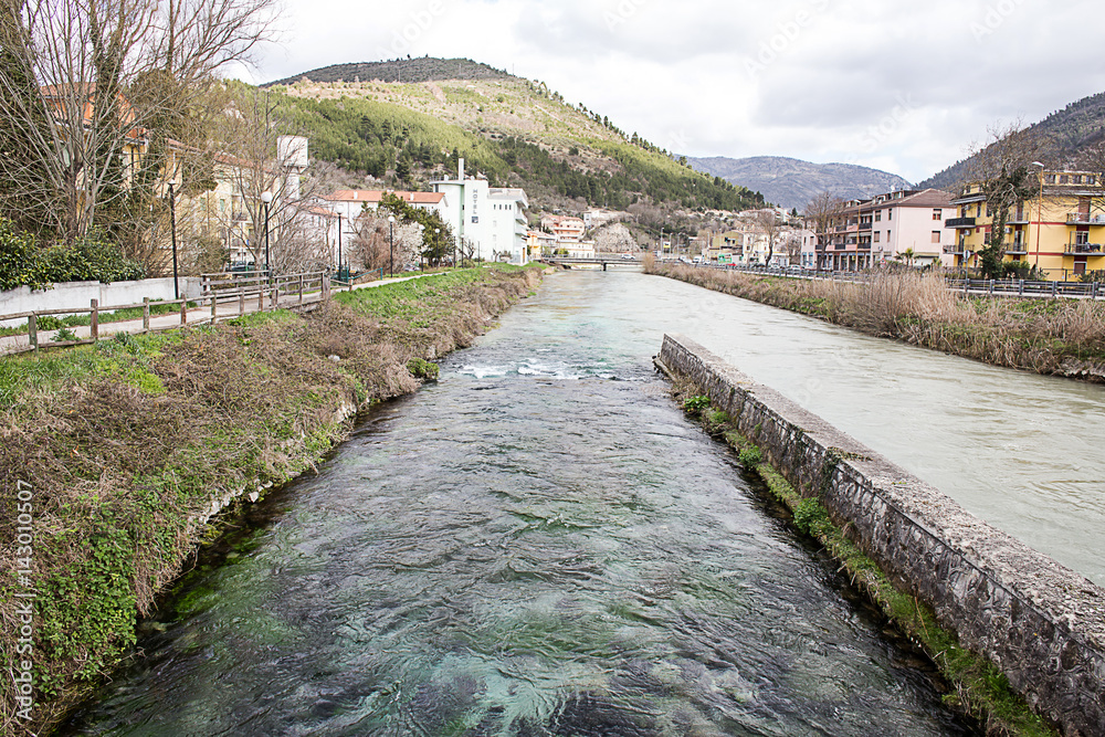 union of aterno river and Pescara river at Popoli village, abruzzo union of aterno river and Pescara river at Popoli village, abruzzo