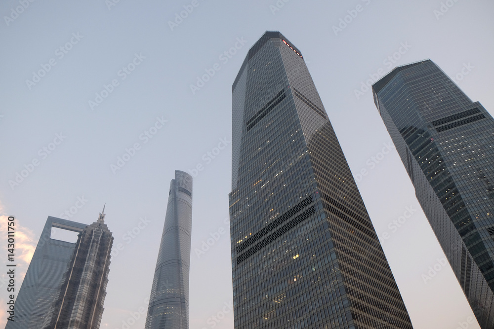 Shanghai world financial center skyscrapers in lujiazui group in Shanghai, China