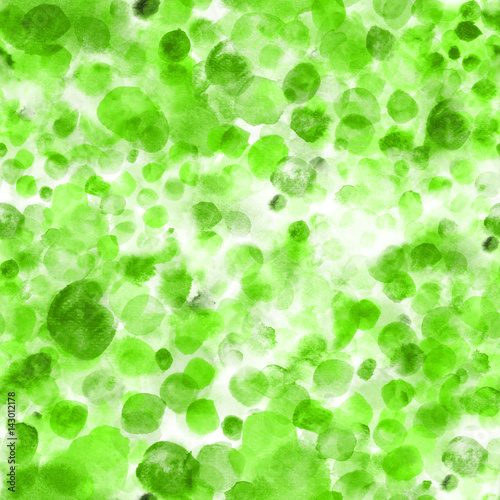 Abstract seamless watercolor background pattern with green dots