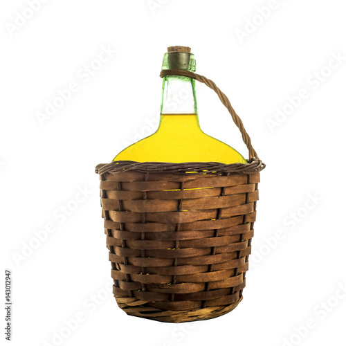 Obraz na plátně Olive oil in old carboy isolated