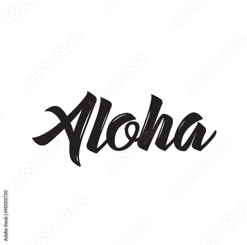 aloha, text design. Vector calligraphy. Typography poster.