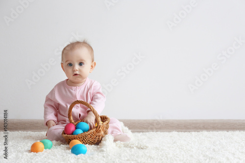 Cute funny baby with basket...