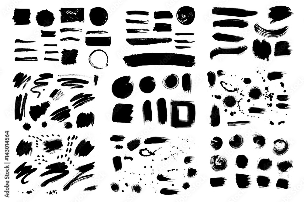 Set of expressive ink brush strokes Set of expressive ink brush strokes