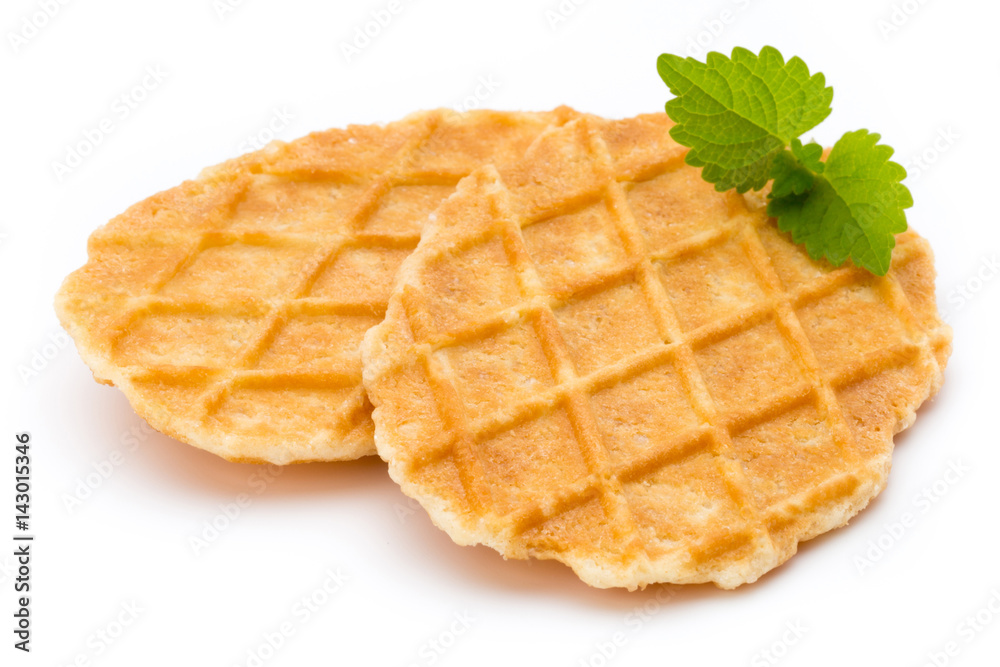 Sweet waffle on the white background. Sweet waffle on the white background.
