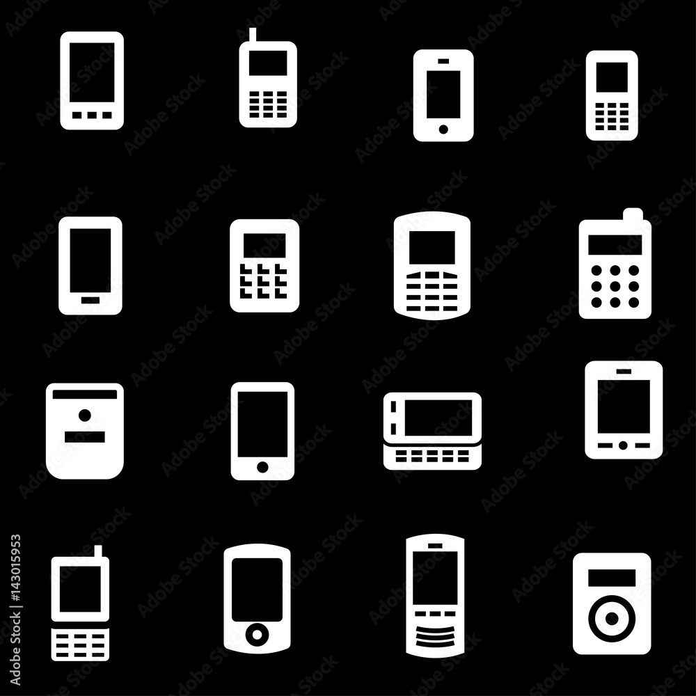Vector white mobile icons set Vector white mobile icons set
