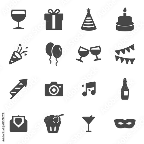 Vector black party icons set