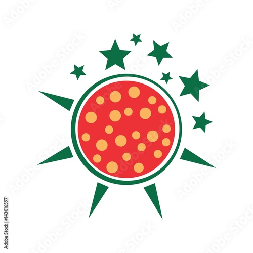 pizza logo vector. twentyfour hours symbol.