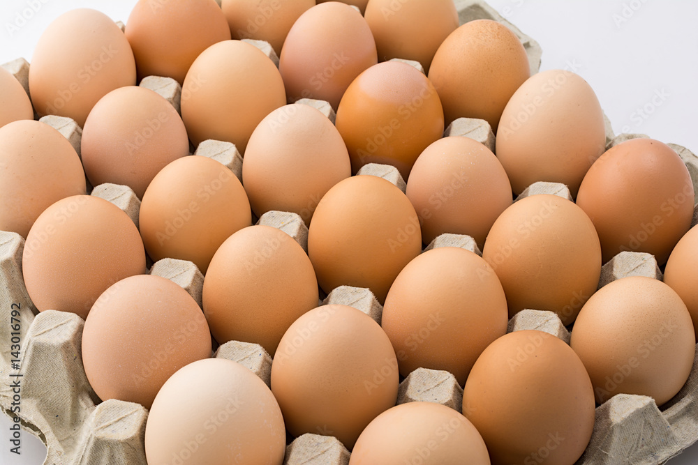 Background of chicken eggs in a cardboard tray. Background of chicken eggs in a cardboard tray.